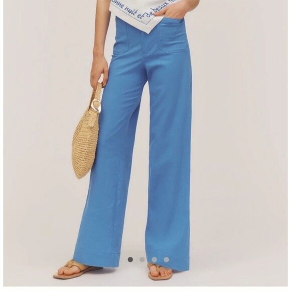 The Colette Beachy Linen Full-Length Wide-Leg Pants by Maeve 22W PLUS SIZE - Picture 1 of 3